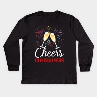 Cheers To A New Year Champagne Glass 2019 T-shirt Kids Long Sleeve T-Shirt